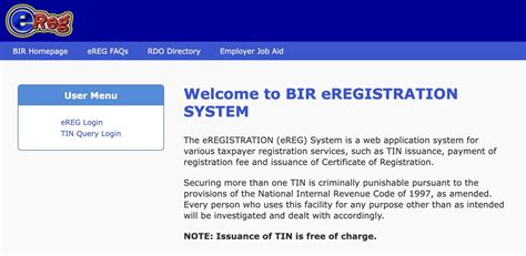 How to Get TIN ID Number Online using BIR eReg Website .